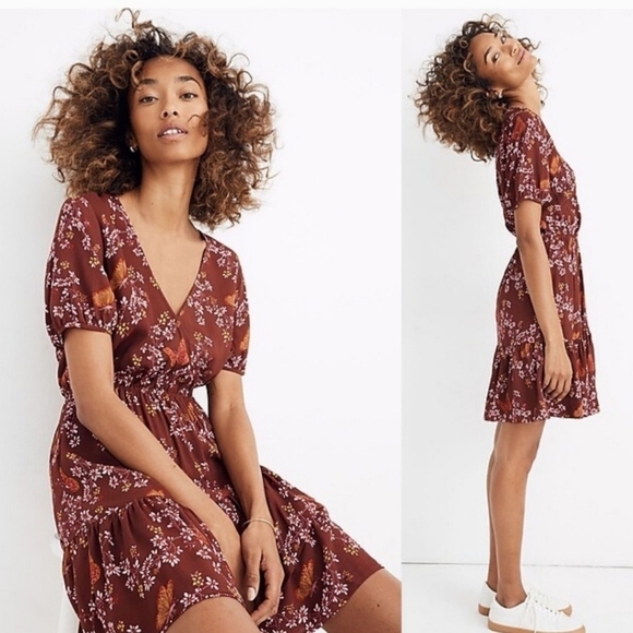Madewell ruffle wrap in windowbox floral butterfly dress - Picture 1 of 11